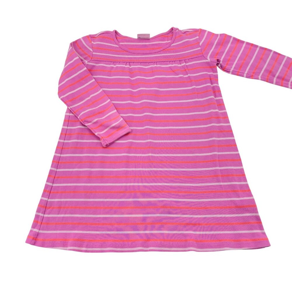 Hanna Andersson Girls Striped Long Sleeve Dress Size 140 Pink &‎ White Cotton
